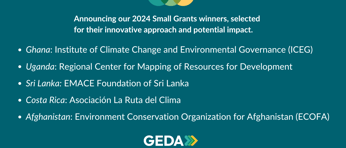 Ghana Institute of Climate Change and Environmental Governance ICEG Uganda Regional Center for Mapping of Resources for Development Sri Lanka EMACE Foundation of Sri Lanka Costa Rica Asociacion