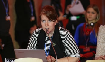 Bridget Burns speaking at COP