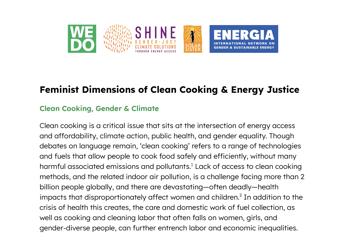 Advocacy Brief Feminist Dimensions of Clean Cooking and Energy Justice