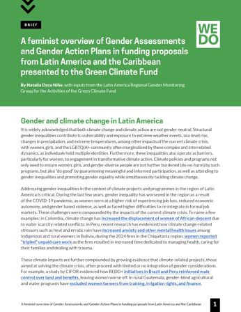 Overview of Gender Assessments and GA Ps in funding proposals from LAC presented to GCF 2026