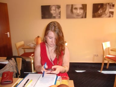 Bridget and her blackberry