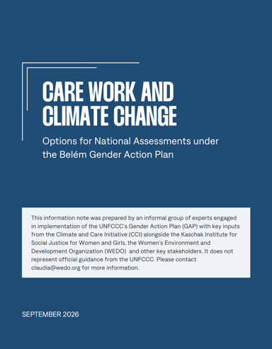 Care Work and Climate Change Info Note National Assessments