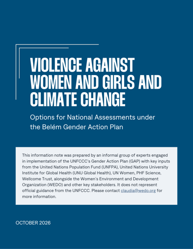 Information Note on Violence Against Women Girls and Climate Change