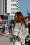 Woman side profile at protest